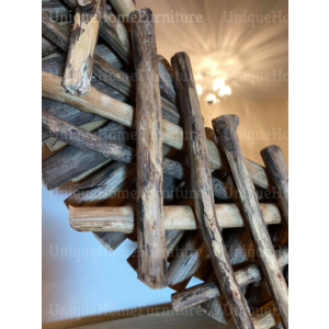 Rustic Wall Mirror Round Solid Wood Frame Vintage Industrial Style Home Decor - Image 2