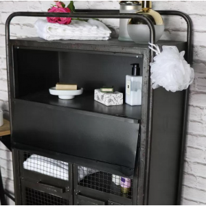 Industrial Storage Cupboard Metal Side Cabinet Vintage Bathroom Shelving Unit - Image 4