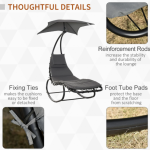 Rocking Sun Lounger Garden Swing Chair Day Bed Patio Canopy Lounge Deck Bench - Image 5