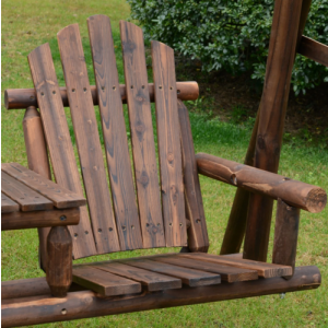 Rustic Swing Seat Wooden Patio Rocking 2 Chair Outdoor Garden Yard Hammock Bench - Image 5