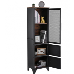 Tall Industrial Cabinet Rustic Metal Display Unit - Image 4