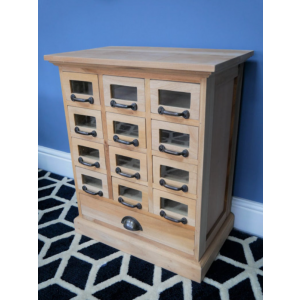 Rustic Apothecary Cabinet Vintage Retro Furniture Small Wooden Chest 13 Drawers - Image 2
