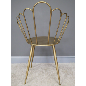 Retro Gold Chair Vintage Industrial Style Metal Vanity Seat - Image 5