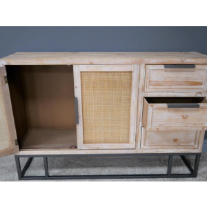 Large Rattan Sideboard Vintage Storage Cabinet - Image 2