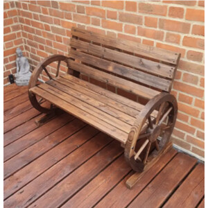 Rustic Garden Bench 2 Seater Patio Loveseat Wooden Outdoor Park Seat Furniture - Image 3
