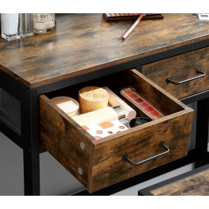 Industrial Dressing Table Bedroom Vanity Unit Vintage Retro Stool Large Mirror - Image 4