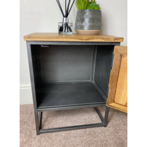Industrial Bedside Table Rustic Metal Side Cabinet Small Vintage Cupboard - Image 4