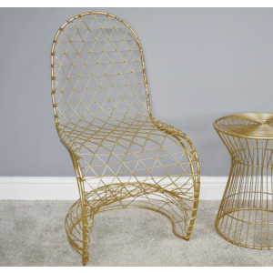 Gold Metal Chair Industrial Vanity Stool - Image 2