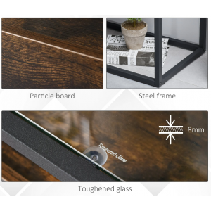 Industrial Console Table Vintage Glass Hallway Storage Rustic Metal Sideboard - Image 4