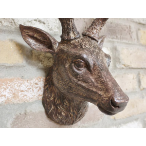Large Stag Head Wall Mounted Deer Rustic Animal Hanging Vintage Style Sculpture - Image 3