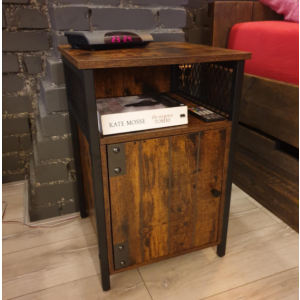 Industrial Bedside Table Rustic Side End Cupboard - Image 3
