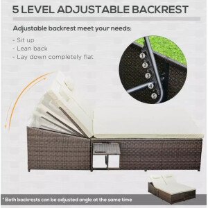 Rattan Day Bed Large Garden Patio Sun Lounger 2 Seater Double Wicker Furniture - Image 7