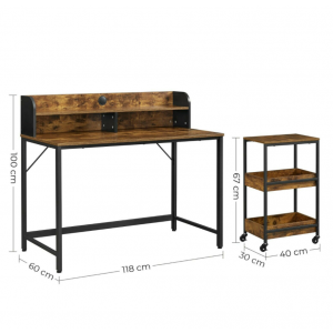 Industrial Computer Desk Rustic Storage Cart - Image 6