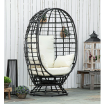 Rattan Egg Chair Retro Metal Garden Sofa Patio Lounge Swivel Padded Cushion Seat
