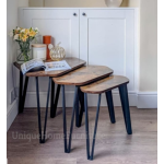 Industrial Nest of Tables Vintage Room Furniture Side End Table Set 3 Rustic Metal