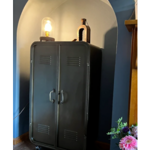 Industrial Storage Cupboard Vintage Retro Metal Tall Side Cabinet - Image 6