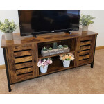 Industrial Style TV Stand Vintage Media Cabinet Rustic Metal Unit Retro Storage
