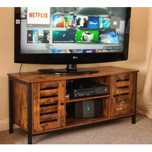 Industrial Style TV Stand Vintage Media Cabinet Rustic Metal Unit Retro Storage - Image 6