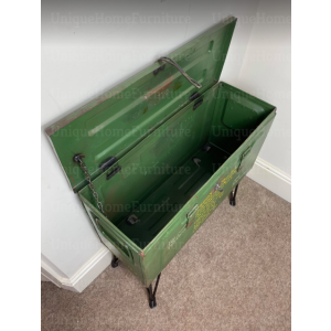 Metal Storage Trunk Vintage Industrial Side Cabinet Hallway Console Table - Image 2