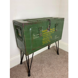 Metal Storage Trunk Vintage Industrial Side Cabinet Hallway Console Table - Image 6