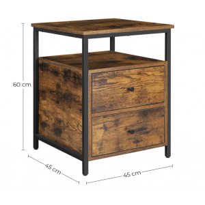 Industrial Bedside Table Vintage Storage Drawer Cabinet Rustic Metal Nightstand - Image 7