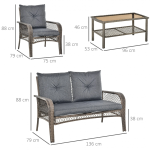 Conservatory Patio Set Garden Rattan Sofa Table - Image 3