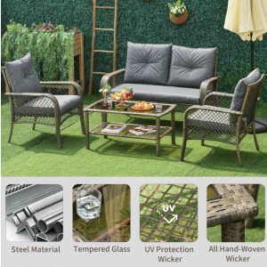 Conservatory Patio Set Garden Rattan Sofa Table - Image 2