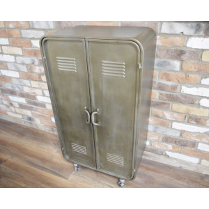 Industrial Storage Cupboard Vintage Retro Metal Tall Side Cabinet - Image 2
