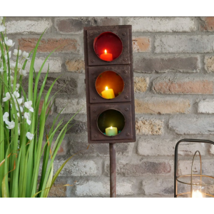 Industrial Candle Holder Retro Vintage Shelf Unit Rustic Metal Traffic Lantern Cabinet - Image 3