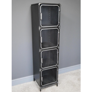 Tall Industrial Cabinet Rustic Metal Slim Cupboard - Image 3