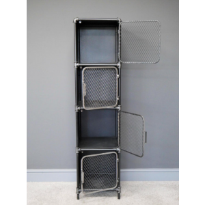 Tall Industrial Cabinet Rustic Metal Slim Cupboard - Image 2