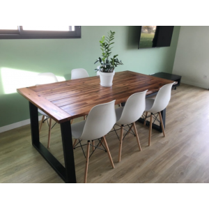 Industrial Dining Table Rustic Solid Wood Vintage Farmhouse Metal Kitchen Furniture - Image 3