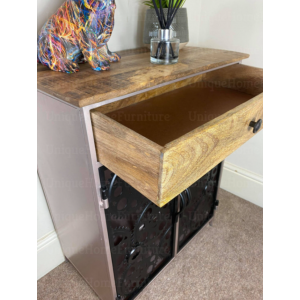 Industrial Storage Cabinet Rustic Metal Cupboard Vintage Display Sideboard Unit - Image 5