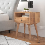 Nordic Bedside Table Mid Century Danish Nightstand Scandinavian Storage Shelf Unit
