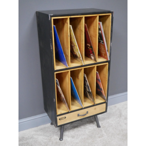 Industrial Hifi Cabinet Vintage Retro Stereo Unit Tall Vinyl Record Sideboard - Image 2