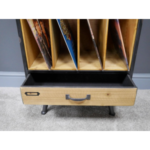 Industrial Hifi Cabinet Vintage Retro Stereo Unit Tall Vinyl Record Sideboard - Image 4