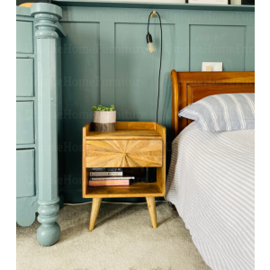 Mid Century Bedside Table Vintage Nordic Solid Wood Cabinet Scandinavian Unit - Image 4