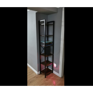 Tall Narrow Bookcase Vintage Industrial Display Unit Slim Rustic Storage Cabinet - Image 3