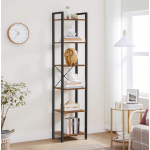 Tall Narrow Bookcase Vintage Industrial Display Unit Slim Rustic Storage Cabinet