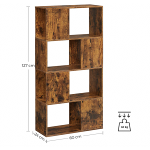 Rustic Cube Bookcase Vintage Industrial Style Display Cabinet Storage Shelf Unit - Image 5