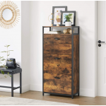 Industrial Shoe Cabinet Tall Storage Shelves Rustic Metal Cupboard Vintage Hall