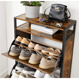 Industrial Shoe Cabinet Tall Storage Shelves Rustic Metal Cupboard Vintage Hall - Image 3
