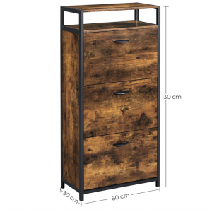 Industrial Shoe Cabinet Tall Storage Shelves Rustic Metal Cupboard Vintage Hall - Image 5