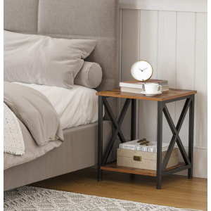 Industrial Side Table Rustic Metal Storage - Image 3