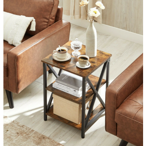 Industrial Side Table Rustic Shelf Unit - Image 2