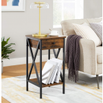 Tall Side Table Vintage Industrial Style Telephone Stand Rustic Metal Storage