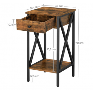 Tall Side Table Vintage Industrial Style Telephone Stand Rustic Metal Storage - Image 5