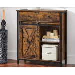 Industrial Side Cabinet Rustic Metal Cupboard Vintage Sliding Door Sideboard