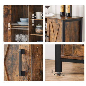 Industrial Storage Sideboard Rustic Metal Cupboard 2 Door Shelf Vintage Cabinet - Image 4