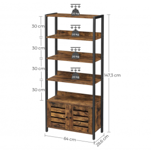 Industrial Storage Bookcase Rustic Display Cabinet - Image 6